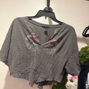 Forever 21 Gray Graphic crop Top